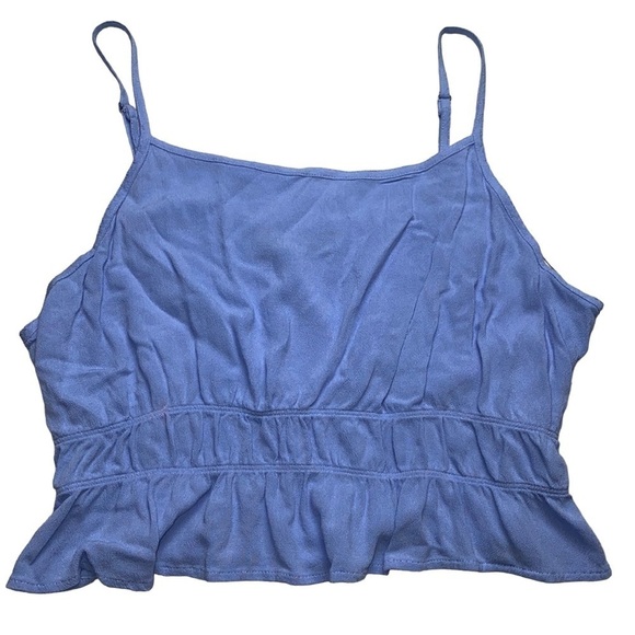 SO periwinkle blue cropped cinched waist tank blouse LARGE - NWT - Picture 2 of 7
